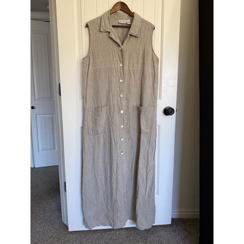 Private Edition by Chico's Women's 90's Sleeveless Linen Maxi Dress, Oatmeal, XL